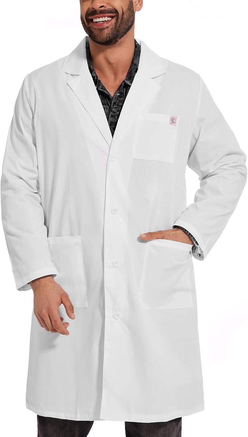 JONATHAN UNIFORM Store Professional Lab Coat for Men, Long-Sleeve, Unisex White Lab Coat, Adult Men's White Lab Coat with 3 Pockets - Image 1